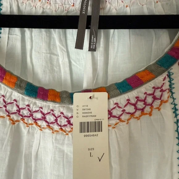 BY ANTHROPOLOGIE EMBROIDERED TUNIC TOP, Size Large, NWT - Picture 6 of 9